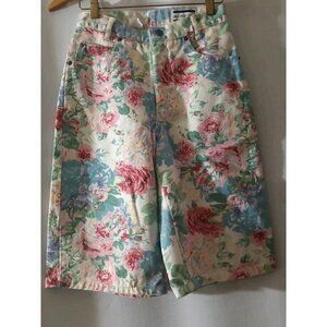 Vintage Memphis Size 5 Flowered Denim Jeans Shorts 25 x 11